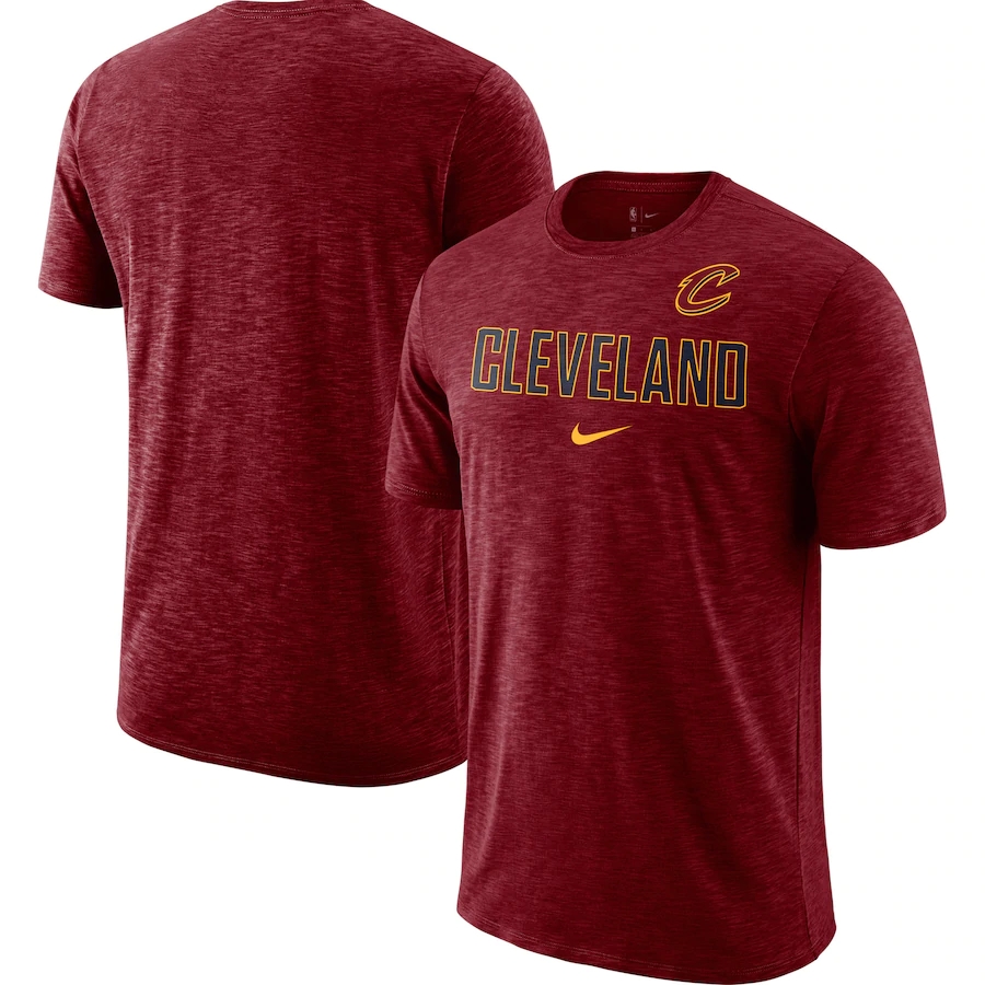 2020 NBA Men Nike Cleveland Cavaliers Heathered Wine Essential Facility Slub Performance TShirt